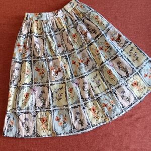 Avec Les Filles Butterfly and Floral A-Line Skirt - Multicolor